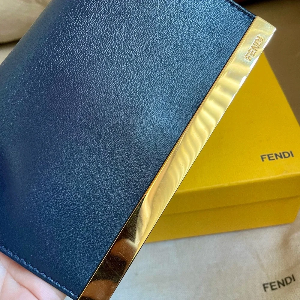 FENDI Lambskin Mini Rush Clutch in Navy - Picture 14 of 14